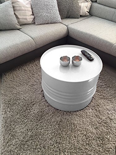 Fassmöbel Beistelltisch Ölfass Tisch Fass Design Möbel Couchtisch Weiss Ø 57cm