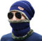Belsen Herren Reiten Plus Kaschmir Gesicht Mütze Strickmützen Lätzchen Masken Cap Pelzball Kit (Navy blau grau)