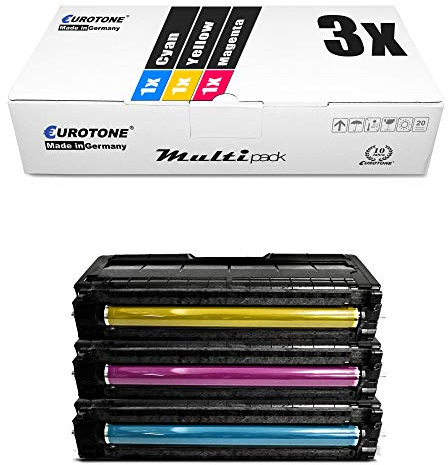 3X Eurotone Toner für Ricoh SP C 250 wie 407544 - 407546 Color Blau Rot Gelb