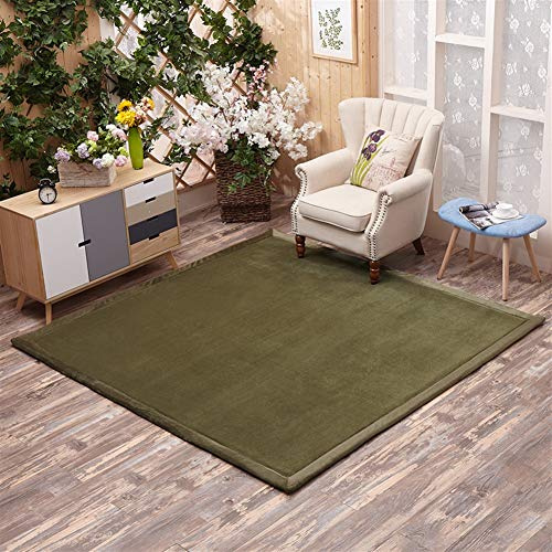 Insun Shaggy Teppiche mit Bordüre Einfarbig Teppich Antirutsch Abwaschbar für Wohnzimmer Esszimmer Gästezimmer Jugendzimmer Babyzimmer Olivgrün 40x60cm