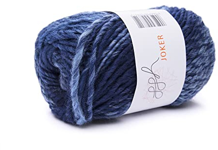 ggh Joker - Schurwolle Mischung - 50g Wolle zum Stricken oder Häkeln - Dicke Wolle mit Farbverlauf - Farbe 022 - Blau meliert