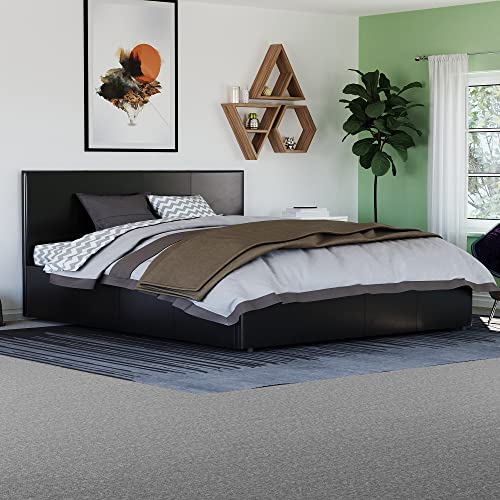 Vida Designs Lisbon King Size Bed, 5Ft Ottoman Bed Frame Upholstered Faux Leather Headboard Low Foot End Bedroom Furniture, Black (UKFR Certified)