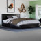 Vida Designs Lisbon King Size Bed, 5Ft Ottoman Bed Frame Upholstered Faux Leather Headboard Low Foot End Bedroom Furniture, Black (UKFR Certified)