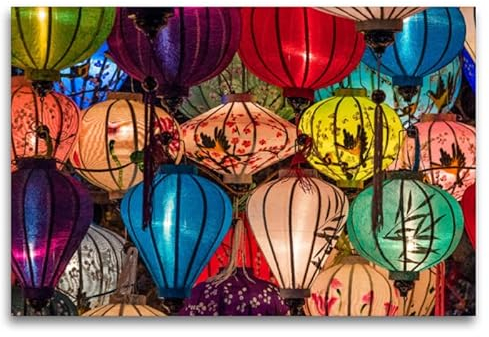 Premium Textil-Leinwand 120 x 80 cm Quer-Format Lampions, Hoi An, Vietnam | Wandbild, HD-Bild auf Keilrahmen, Fertigbild auf hochwertigem Vlies, Leinwanddruck von Martin Ristl