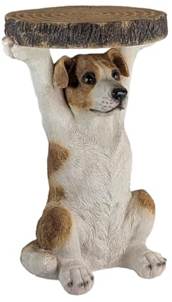 Middle-England Kare Style Animal 36cm Mr Jack Russell Terrier Dog Side Table Sofa Bedside Plant Stand Lving Room Home Decor Garden Polystone