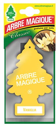 Arbre Magique Mono, Parfum de voiture, Parfum de Vanille, Parfum doux et tropical, Durée de vie jusqu'à 7 semaines, Fabriqué en Italie, Pack de 1 Pièce
