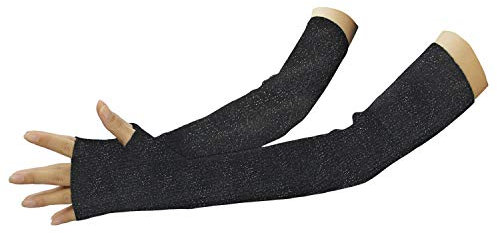 LSHARON SILK Women's Cashmere Warm Long Fingerless Gloves Winter Arm Warmer (Black 2)