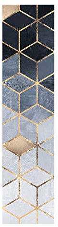 Schiebegardinen Set Elisabeth Fredriksson Blau Weiß goldene Geometrie Flächenvorhang 250 x 60cm Deckenhalterung