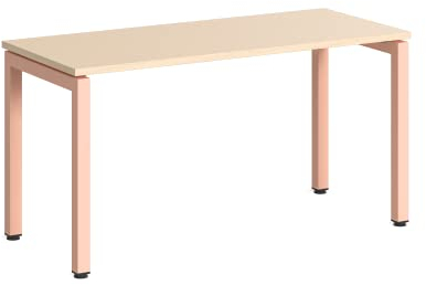 Steelcase Ottima Portico Homeoffice-Schreibtisch in fixer Höhe, Melamin-Tischplatte in der Ausführung Klare Eiche und Gestell in der Farbe Rosenquarz, einfache Montage (140 x 60 cm)