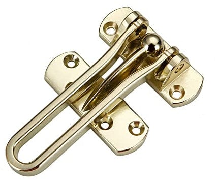 Zinc Alloy Gold Security Door Guard, Gate Latches Swing Bar Door Lock Door Chain Burglar-Proof Padlock Door Clasp with Screws for Home, Apartment, Hotel, Dormitory, Brushed Finish