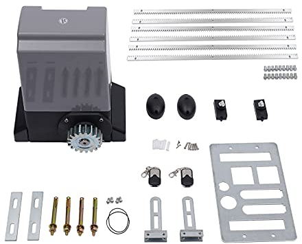 Motore Cancello Scorrevole, 370 W, 18 NM, 12 m/min, Max.600 kg, Kit Automazione Cancello Scorrevole con 2 Telecomandi, Apriporta Automatico Operatore per Giardino Garage