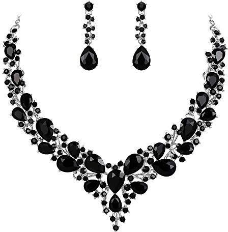 Ever Faith Wedding Bridal Necklace Earrings Jewellery Set for Women | Crystal, Sparkly Rhinestone, Teardrop Cluster, Statement, Dangle