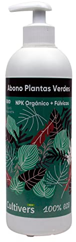 CULTIVERS Abono Plantas Verdes 500 ml. Fertilizante BIO para Plantas de interior. Intensifica el verde de las hojas y Estimula del crecimiento