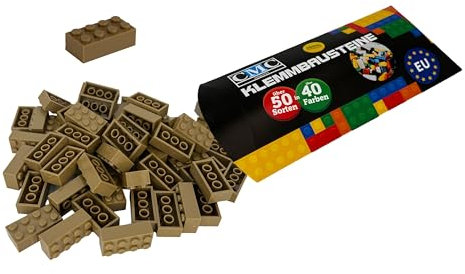 CMC imports 150 Klemmbausteine Bausteine 2x4 Noppen Kompatibel 8 Noppen freie Auswahl 34 Farben (268 - Dunkel Beige)