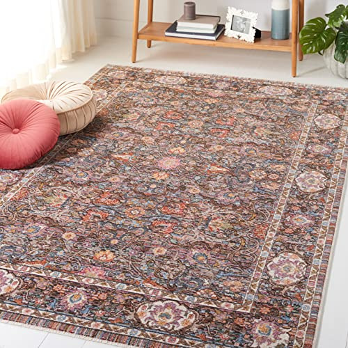 SAFAVIEH Crimson Collection Area Rug - 9' x 12', Beige & Blue, Traditional Floral Oriental Design, Non-Shedding & Easy Care, Ideal for High Traffic Areas in Living Room, Bedroom (CMS224B)