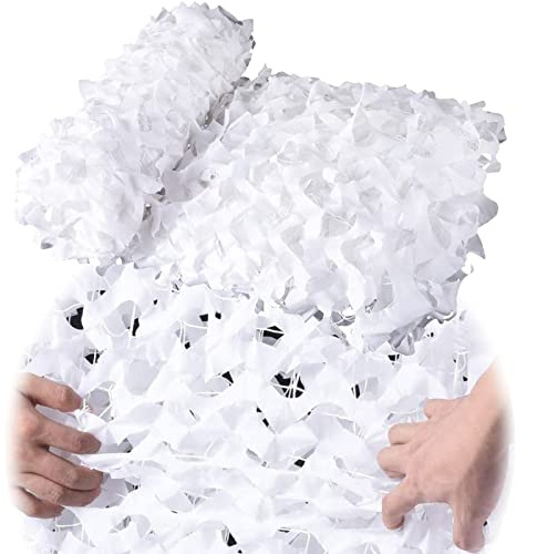 Weiß Verstärktes Tarnnetz,Camouflage Netz Bundeswehr,Sonnensegel,Tarnung Netz Jagd,Camping,Garten Pergola Dekorativer Sonnenschutz Tarnnetz 2m 3m 4m 5m 6m 7m 9m Sichtschutz,White-1.5x3m(4.9*9.8ft)