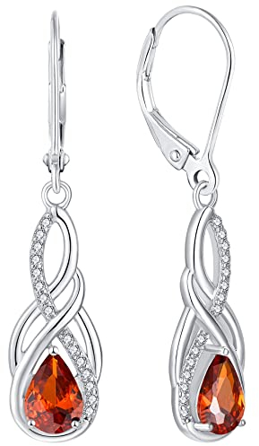 YL Unendlichkeit Keltischer Knoten Tropfen Ohrringe 925 Sterling Silber Januar Geburtsstein Granat Ohrringe für Damen