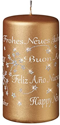 Kopschitz Spruchkerze Happy New Year Caramel Matt 130 x Ø 70 mm, 1 Stück