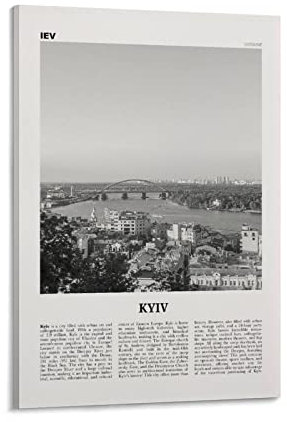 Kyiv Print Black And White Bridge, Kyiv Wall Art, Kyiv Poster, Kiew Foto, Kyiv Wall Decor, Kyiv, UK Print Canvas Poster Schlafzimmer Decor Sport Landschaft Büro Zimmer Dekor Geschenkrahmen 30 x 45 cm
