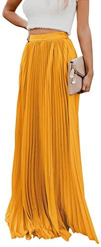 ebossy Fließender, plissierter Maxirock mit hoher Taille, für Damen, aus Chiffon