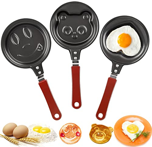 Powmag Mini Pfanne, antihaftbeschichtete Bratpfannen, Langlebige Antihaft-Beschichtung, 12 cm Kleine Bratpfanne 3 Formen, für Gas- und Induktionskochfelder