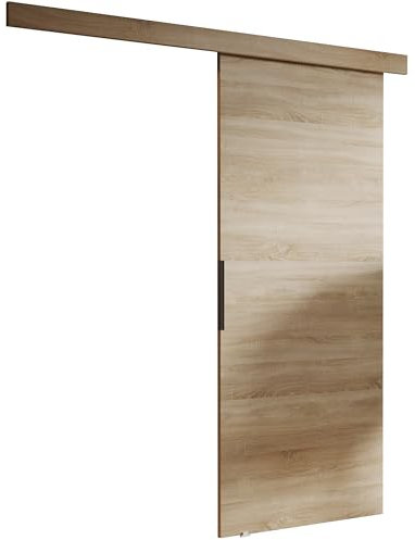 KIER FURNITURE Türen MALIBU 80 Moderne Schiebetüren - Wandschiebetür - Universal Links und Rechts - Metallschiebesystem - Robust, Haltbar - Stabil, Langlebig - Eiche Sonoma B86xH205xT1,6 cm