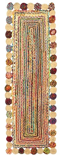 Läufer-Teppich, 90 x 3 m, mehrfarbig, Cape Code Chindi, Baumwolle, Jute-Teppich, geometrischer Kelim-Teppich, für drinnen und draußen, Teppich, Flachgewebe, Teppiche für Schlafzimmer, Nachttisch