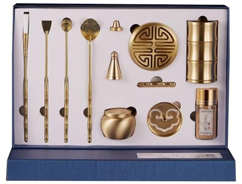 MYNVY kit brûleur encens Chinois kit bruleur encens Kit de brûleur d'encens en Poudre, 11 pièces, Kit de Fabrication d'encens en Laiton pour Yoga, méditation, Usage Domestique