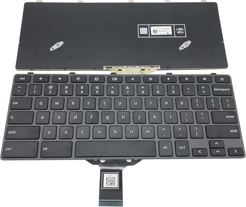 YIJIATech ® New Laptop Keyboard with Built-in Screwdriver for Dell Chromebook 11 (3100, 5190), USB Powered, Membrane Switch, Qwerty Layout, Ambidextrous, Black Frame