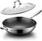 DOTCLAD Wok pan,Hybrid 12 inch Wok with Lid, PFOA Free Cookware,Non Stick Stainless Steel Woks & Stir-Fry Pans Nonstick, Dishwasher and Oven Safe, Works on Induction