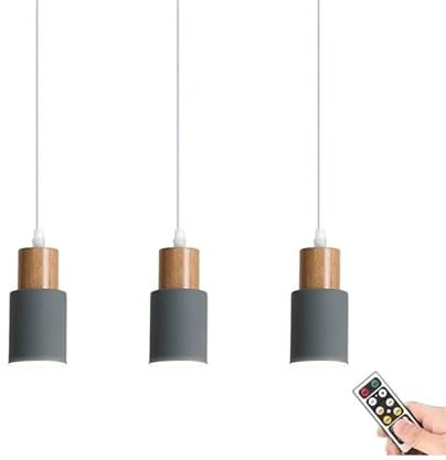 Not Hardwired Battery Operated Pendant Lighting, No Wires Black Battery Power Pendant Light / Ceiling Hanging Lighting Fixture Chandelier for Kitchen Island Dining Room Bedroom Bedside Hallway Foyer (