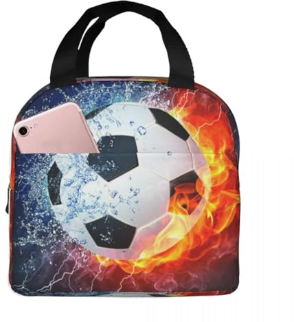 VKWE Football Lunch Box Bag Boys, Insulated Lunch Bags Thermal Lunch Tote Bag Cool Lunch Box for Men Ladies Girls Kids Adults Work Office School Picnic Outdoor