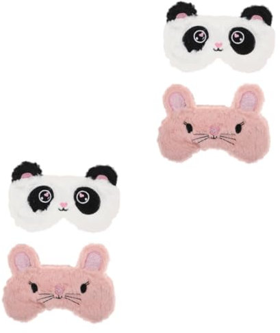 FRCOLOR 4 Pcs Stuffed Animal Eye Mask Cartoon Eye Patch Sleepingmask Hammer Wood Massage Tools Fluffy and Furry Eye Light Blocking Eye Cover Cartoon Eye Mask Gloves Short Plush Office Cute