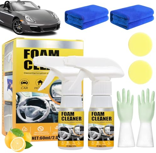 Schaumreiniger Auto, Car Foam Cleaner, Car Interior Foam Cleaner, Mehrzweck Schaumreiniger Spray, Multipurpose Foam Cleaner, für Entfernung von Schmutz, Staub und Flecken im Auto (60ml,2 pcs)