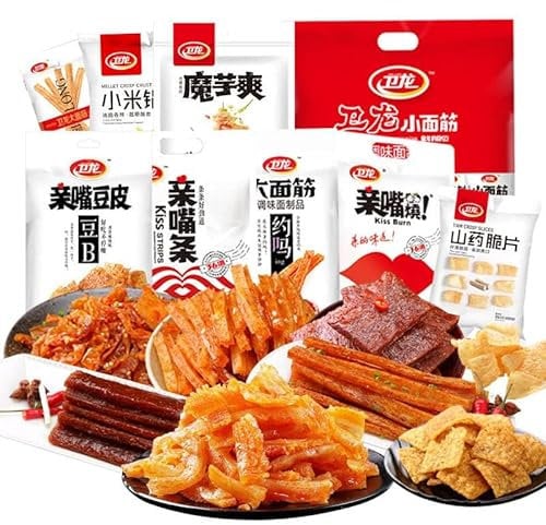 Weilong Spicy Bar Gift Bag,Spicy snacks,mala latiao,hot bar gift bag Konjak Kelp,Handmade spicy strips,Chinese snacks ,spicy bar mixed pack,Traditional gluten (43 bags(700g))