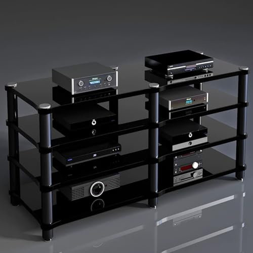 YHWKGZ Gabinete De Audio Hi Fi, Estante De Audio con Patas antivibración, Soporte de Medios extraíble de 1/2/3/4 Capas, Audio Hi Fi TV Abierto(Nero,47.2x29.5/120x75cm)