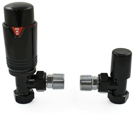 Thermostatic Radiator Valve Angled TRV – Style (All Black)
