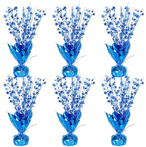 Gyufise 6 Pack Metallic Foil Spray Centerpiece Star Table Decoration Burst Table Centerpieces Table Decor for Birthday Wedding Anniversary Graduation Holiday Party Supplies Blue