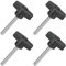 QUARKZMAN 4 Stück T-Flügelschraube mit Griffen Rändelschrauben, M6 x 45mm Männliche Schraube Knopf 304 Edelstahl Rändelschraube Daumenschrauben-Griff 36mm Durchmesser, Schwarz