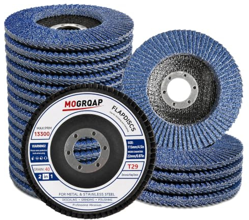 MOGRQAP 20 Stück 115mm Fächerscheiben, Feine Oberfläche Fächerschleifer 40 Korn Winkelschleifer Chleifmopteller Schleifscheiben Flap Disk für Metall Holz Stahl