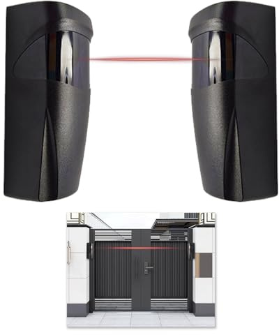 Sensore a raggi infrarossi, barriera a infrarossi, fotocellule di allarme, universale, per cancelli esterni, compatibile con 12 V/24 V AC/DC, rilevamento a lungo raggio regolabile a 90°, adatto per