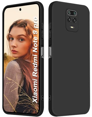 ISOI - Funda para Xiaomi Redmi Note 9 Pro / 9S / 9 Pro MAX, Carcasa Silicona líquida Suave, Protección de Cuerpo Completo Ultra Delgada a Prueba de Golpes - Negro