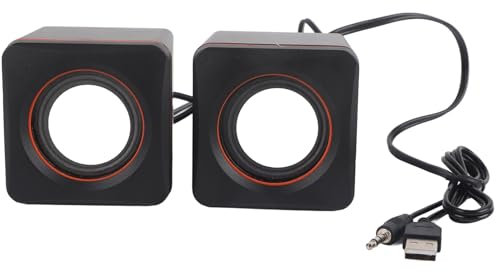 equlup Desktop Speaker, 3.5mm Jack Wired PC Speaker Double Track Mini Cube USB Stereo Portable Bar Audio for Laptop Computer