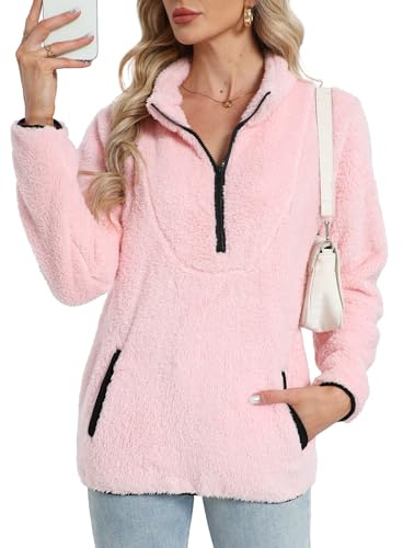 Koerye Felpe Donna Senza Cappuccio Pullover Pile Top Casual Termico Manica Lunga Pullover Tops Eleganti Caldo Hoodie Fleece Jumper