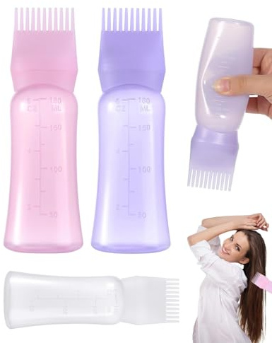 FUGLUS Wurzelkamm-Applikatorflasche 180 ml für Haaröle und Haarfärbemittel, Präzisionsflasche mit Kammaufsatz zur gezielten Behandlung von Kopfhaut und Haarwurzeln