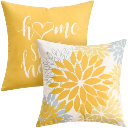 Kissenbezug 40X40 Kissenbezüge Gelb Herbst Dahlien Pattern 2 Stück Kissenhüllen Square Kopfkissenbezug Geometrisch Kissenhülle Samt Sofakissen Dekokissen Bezüge Couch Outdoor Deko Zierkissenbezüge