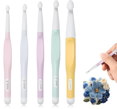 5 Pcs Crochet Hooks Set, Large Crochet Hook, Crochets Needles Set 8mm 10mm 12mm 15mm 20mm, Stylish and Durable Suitable for Knitting Shawls Blankets and Carpets
