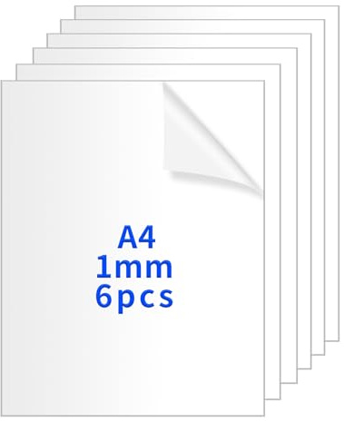 6 Stück A4 Acrylplatten, Klare Acrylglas Platte 1mm | Acrylglas Kunststoffplatten, Plastikplatte, Transparente Acrylplatte für Fotorahmen, Bilderrahmen