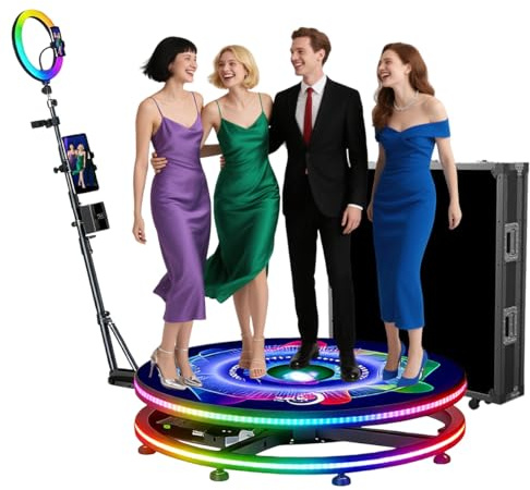 360 Photo Booth Machine,Upgrade Holographic Display,Automatic Slow Motion 360 Spin Camera Video Booth on APP Control,Logo Custom,RGB Light,with Flight Case (39.4inch(100cm))