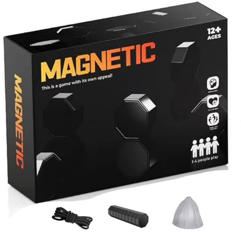 BeVistoso Juego magnético, Juego magnético, imán portátil con Cuerda para Pensamiento estratégico, Divertidos Juegos de Mesa Familiares para niños y Adultos, 20 Piezas magnéticas en Caja Negra